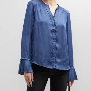 PAIGE Abriana Shirt Long Button Down Blouse Pleated Sleeve Cuff in Amethyst